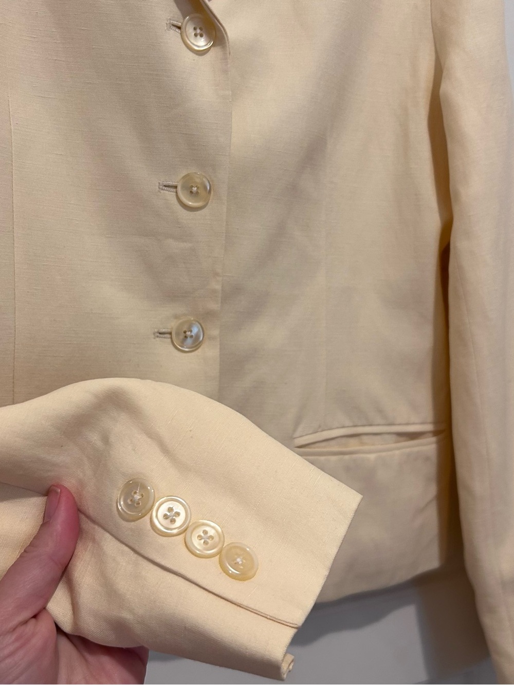 Ralph Lauren Butter Yellow Silk Linen Blend Women's Blazer - Picture 3 of 5